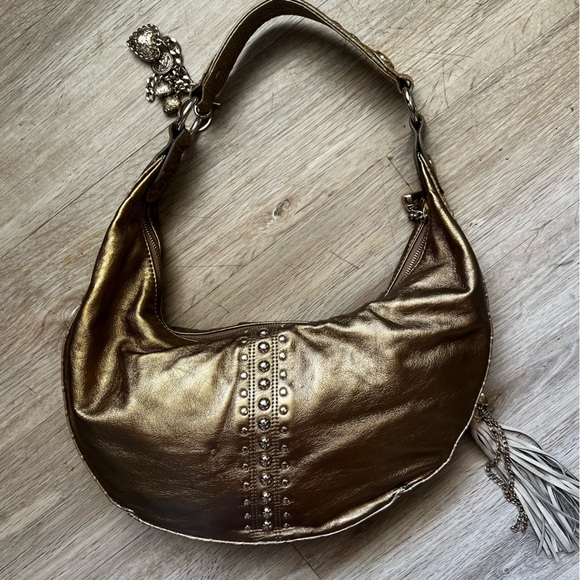 Vintage Y2K Gold Studded Hobo with Charm Keychains - Picture 7 of 11